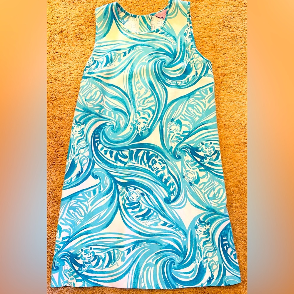 Lilly Pulitzer Blue & White Shift Dress Size Medium